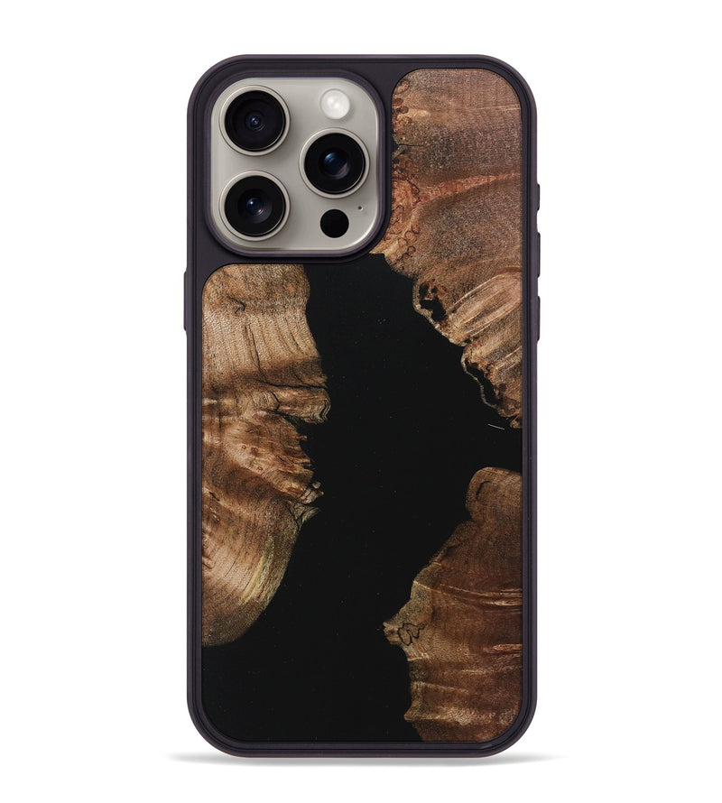 iPhone 15 Pro Max Wood+Resin Phone Case - James (Pure Black, 718117)