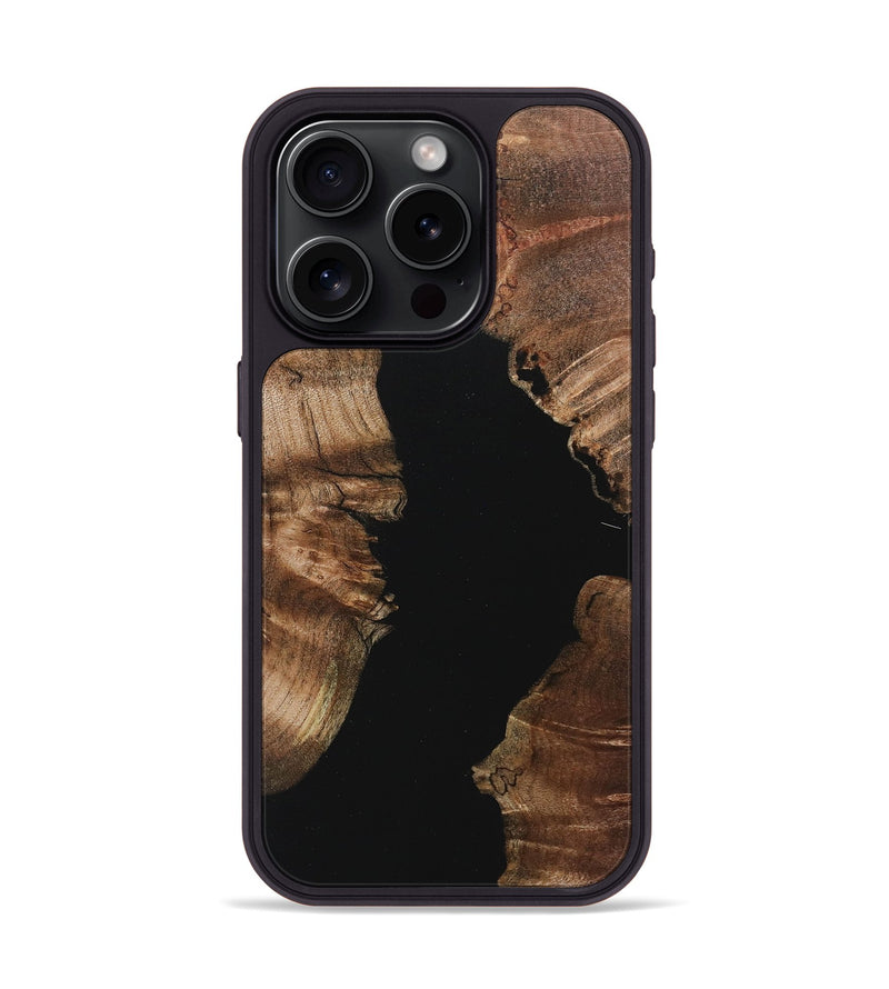 iPhone 15 Pro Wood+Resin Phone Case - James (Pure Black, 718117)