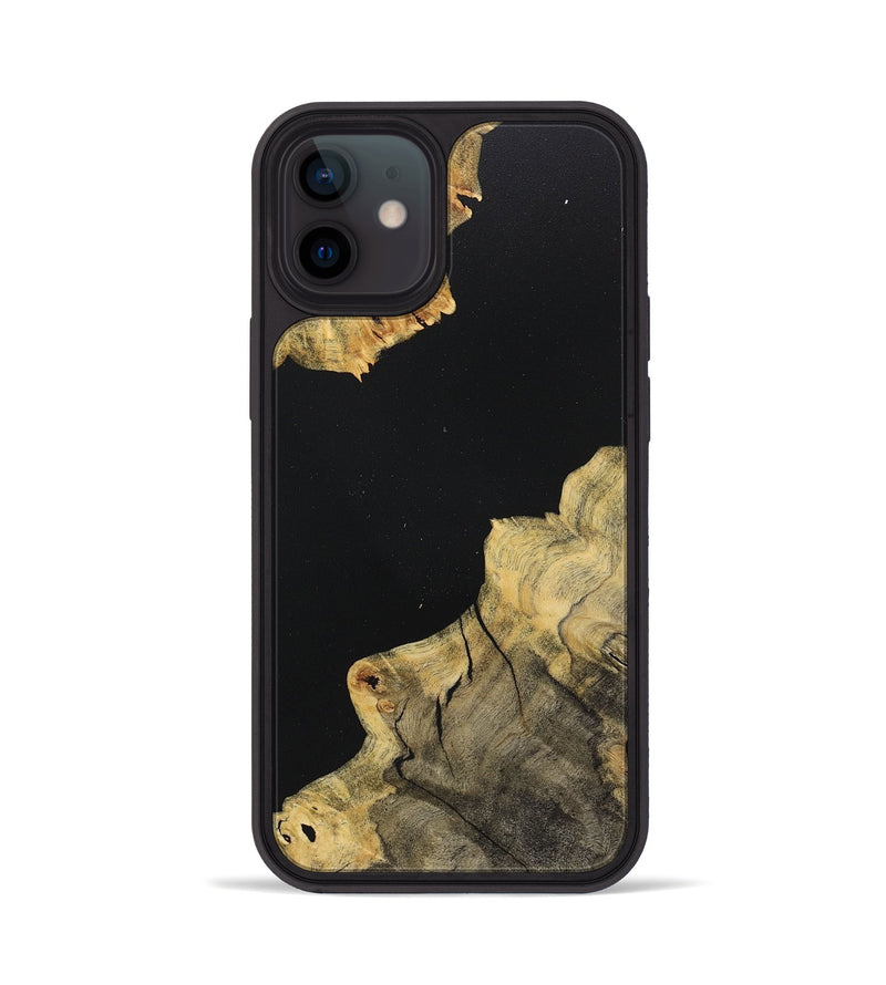 iPhone 12 Wood+Resin Phone Case - Tabatha (Pure Black, 718118)