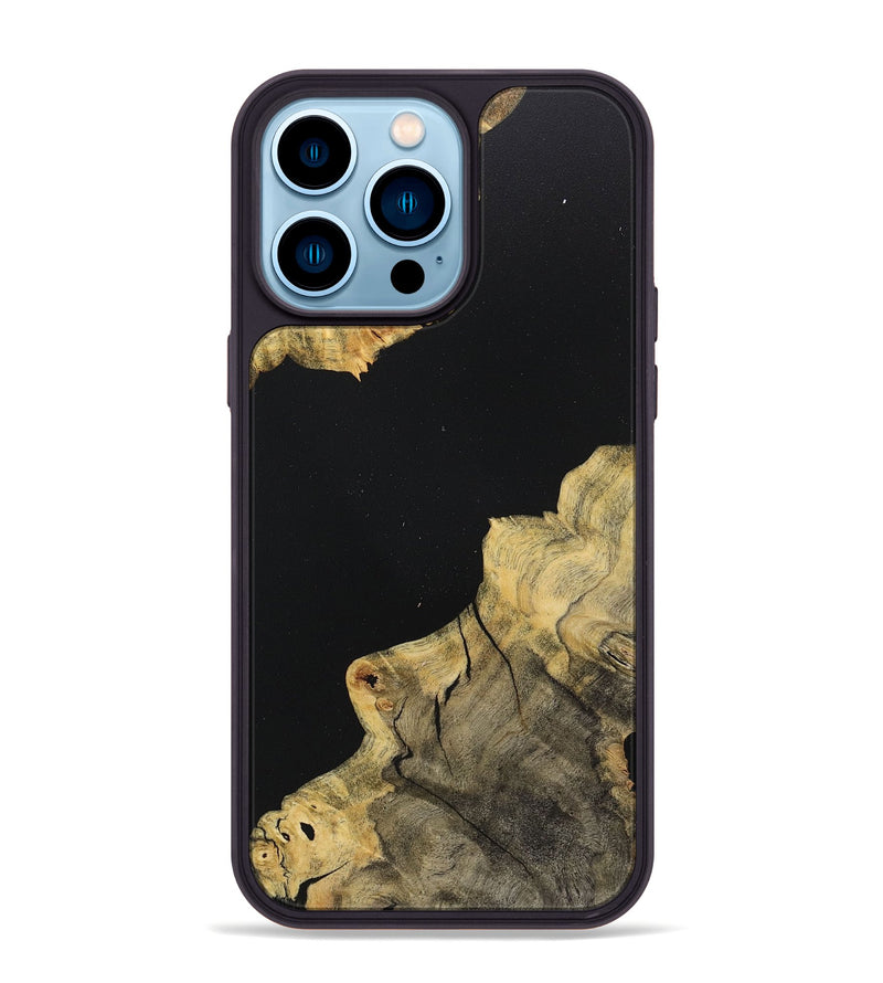 iPhone 14 Pro Max Wood+Resin Phone Case - Tabatha (Pure Black, 718118)