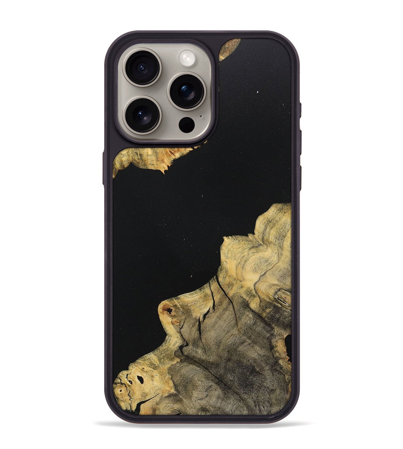 iPhone 15 Pro Max Wood+Resin Phone Case - Tabatha (Pure Black, 718118)