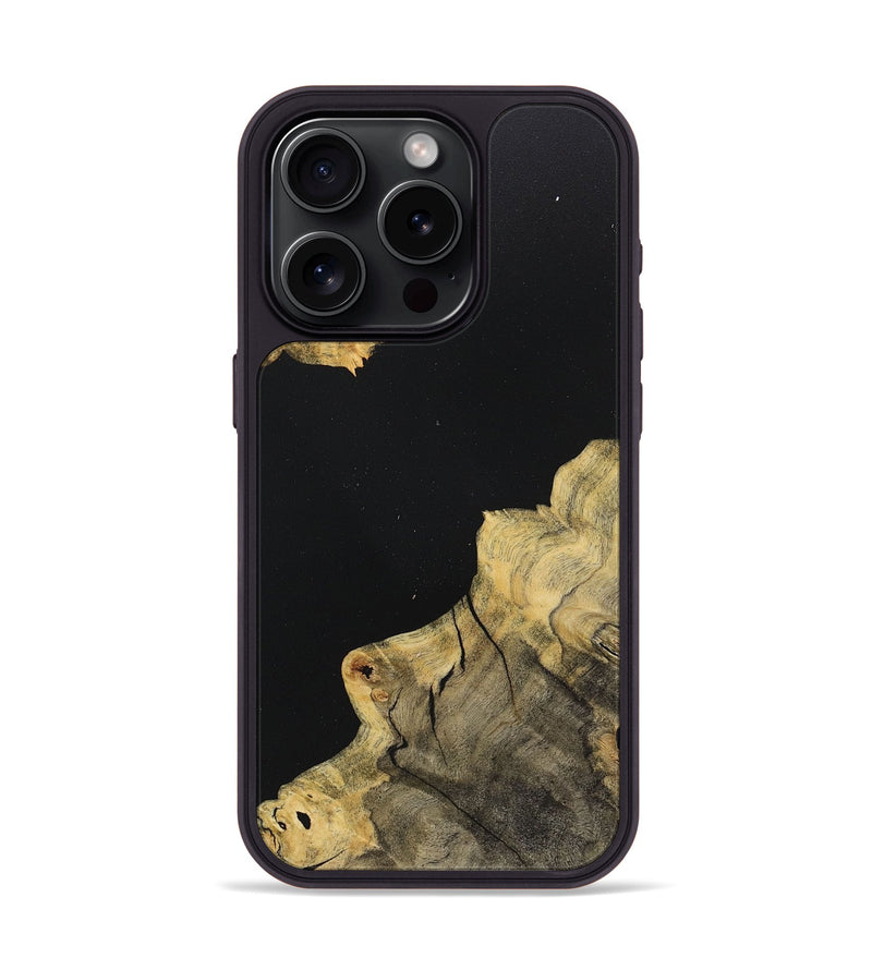 iPhone 15 Pro Wood+Resin Phone Case - Tabatha (Pure Black, 718118)