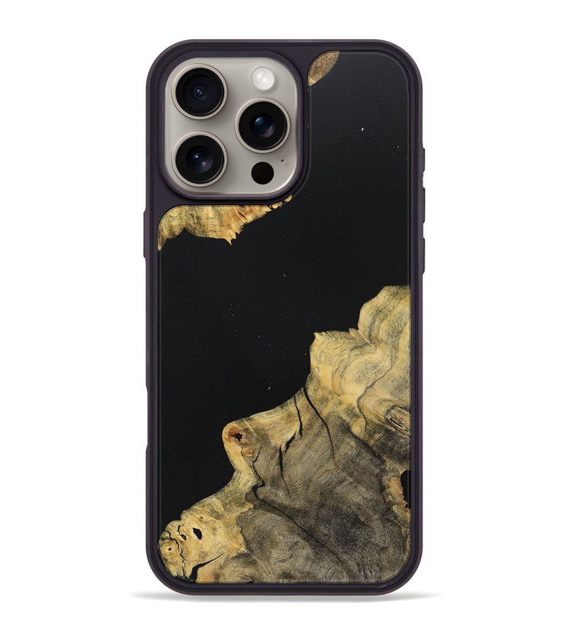 iPhone 16 Pro Max Wood+Resin Phone Case - Tabatha (Pure Black, 718118)