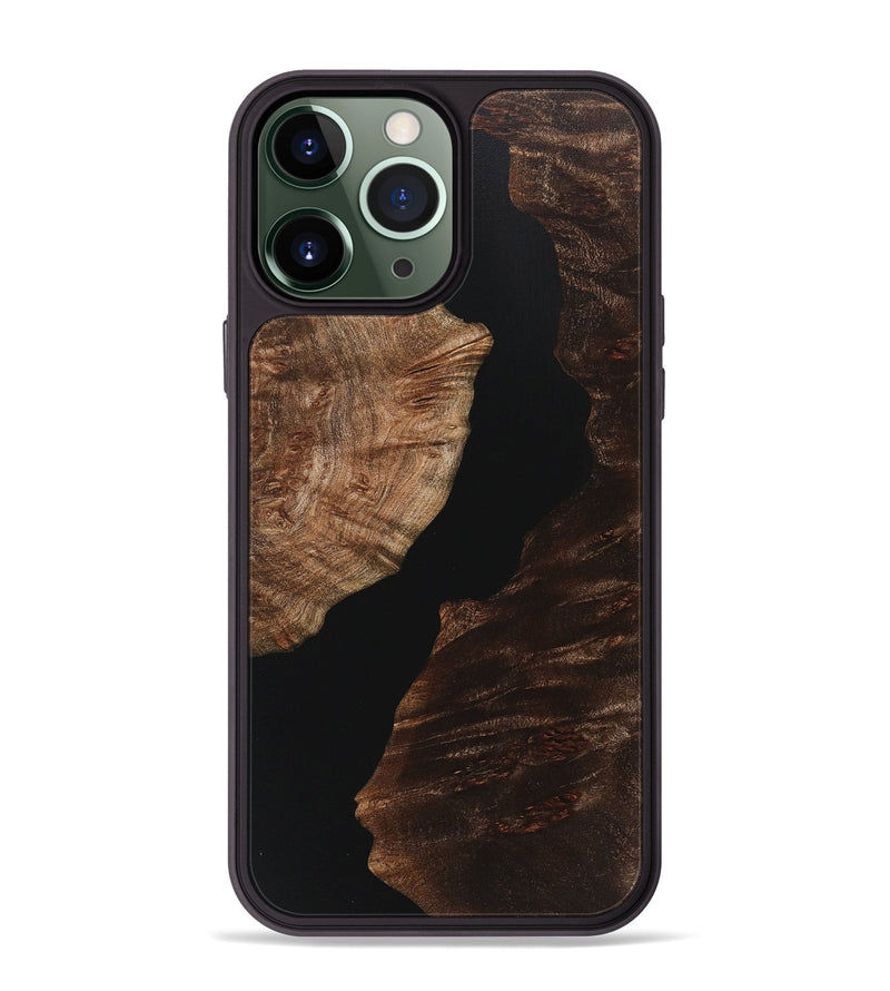 iPhone 13 Pro Max Wood+Resin Phone Case - Ray (Pure Black, 718119)