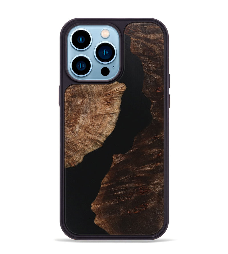 iPhone 14 Pro Max Wood+Resin Phone Case - Ray (Pure Black, 718119)