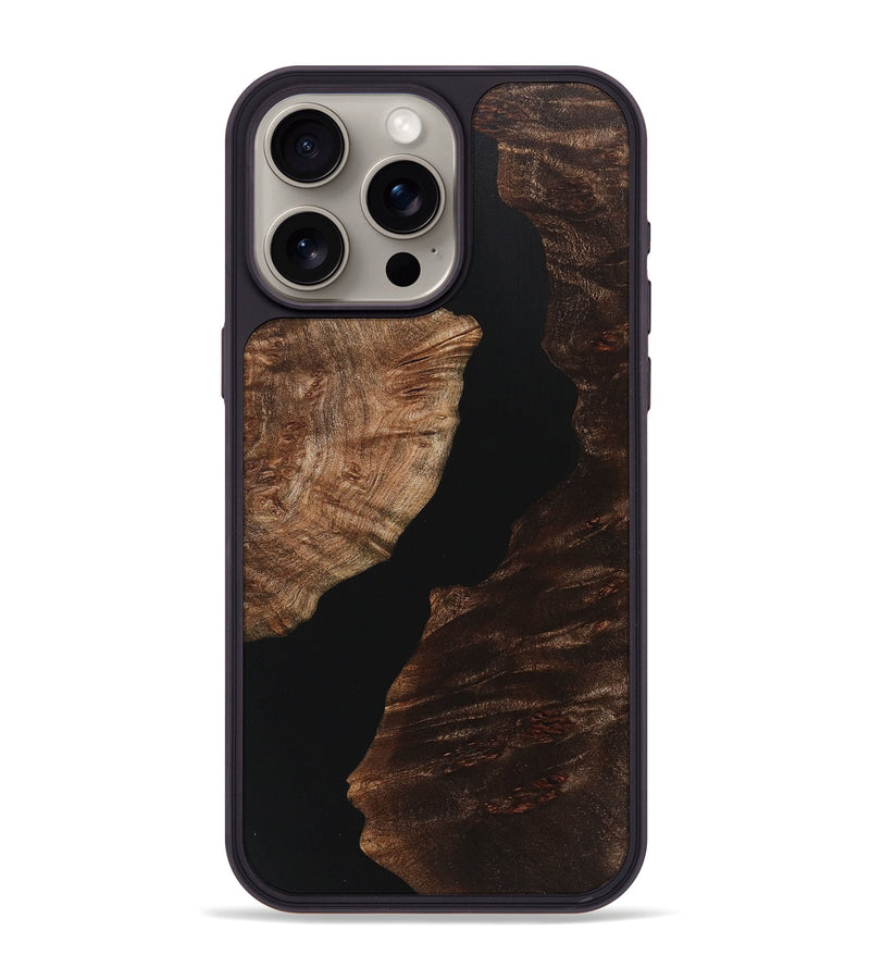 iPhone 15 Pro Max Wood+Resin Phone Case - Ray (Pure Black, 718119)