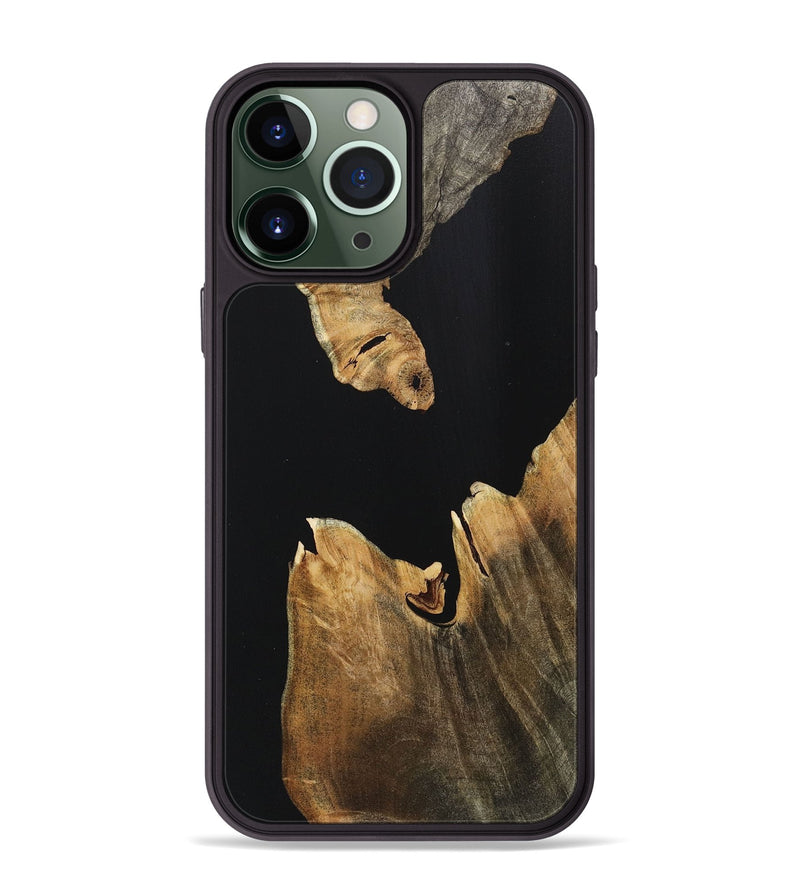 iPhone 13 Pro Max Wood+Resin Phone Case - Saul (Pure Black, 718121)