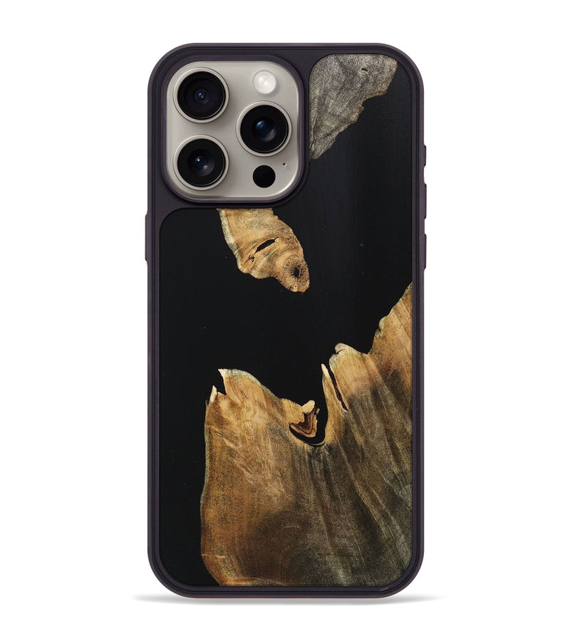 iPhone 15 Pro Max Wood+Resin Phone Case - Saul (Pure Black, 718121)