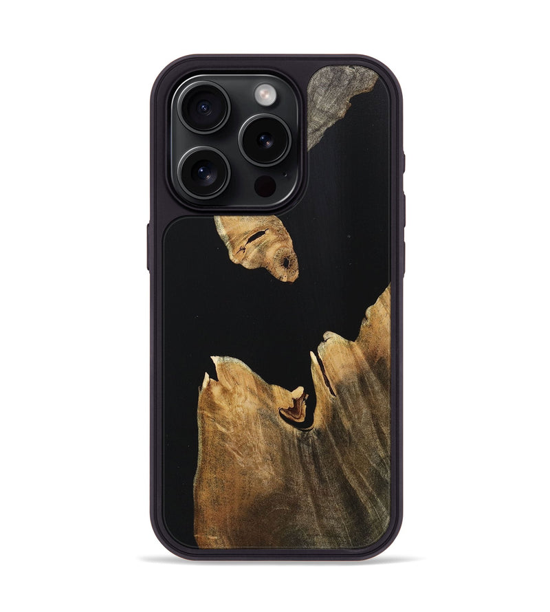 iPhone 15 Pro Wood+Resin Phone Case - Saul (Pure Black, 718121)