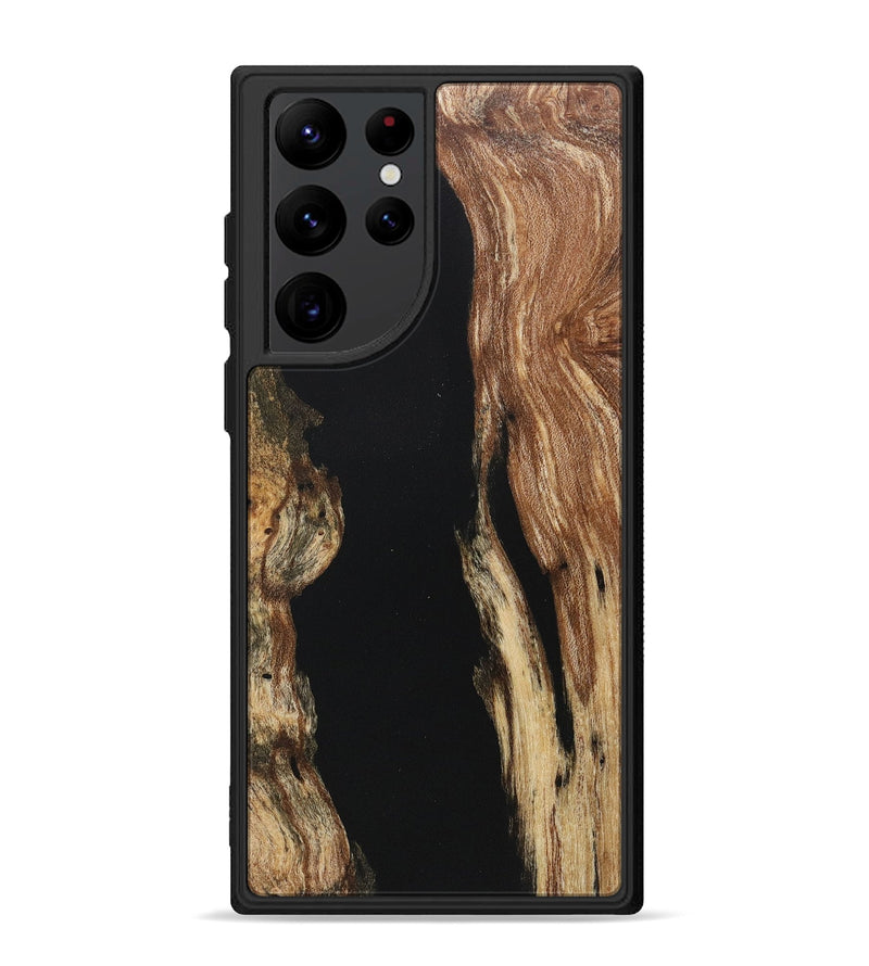 Galaxy S22 Ultra Wood+Resin Phone Case - Alexus (Pure Black, 718122)