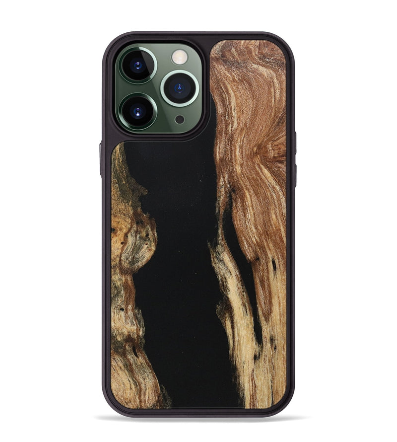 iPhone 13 Pro Max Wood+Resin Phone Case - Alexus (Pure Black, 718122)