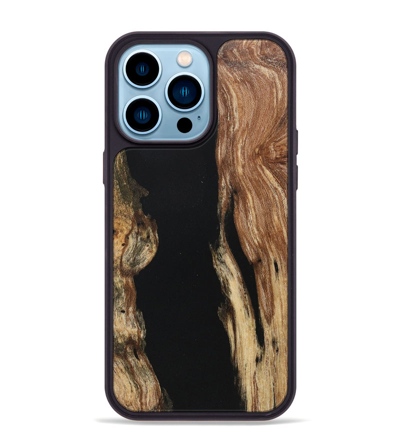 iPhone 14 Pro Max Wood+Resin Phone Case - Alexus (Pure Black, 718122)