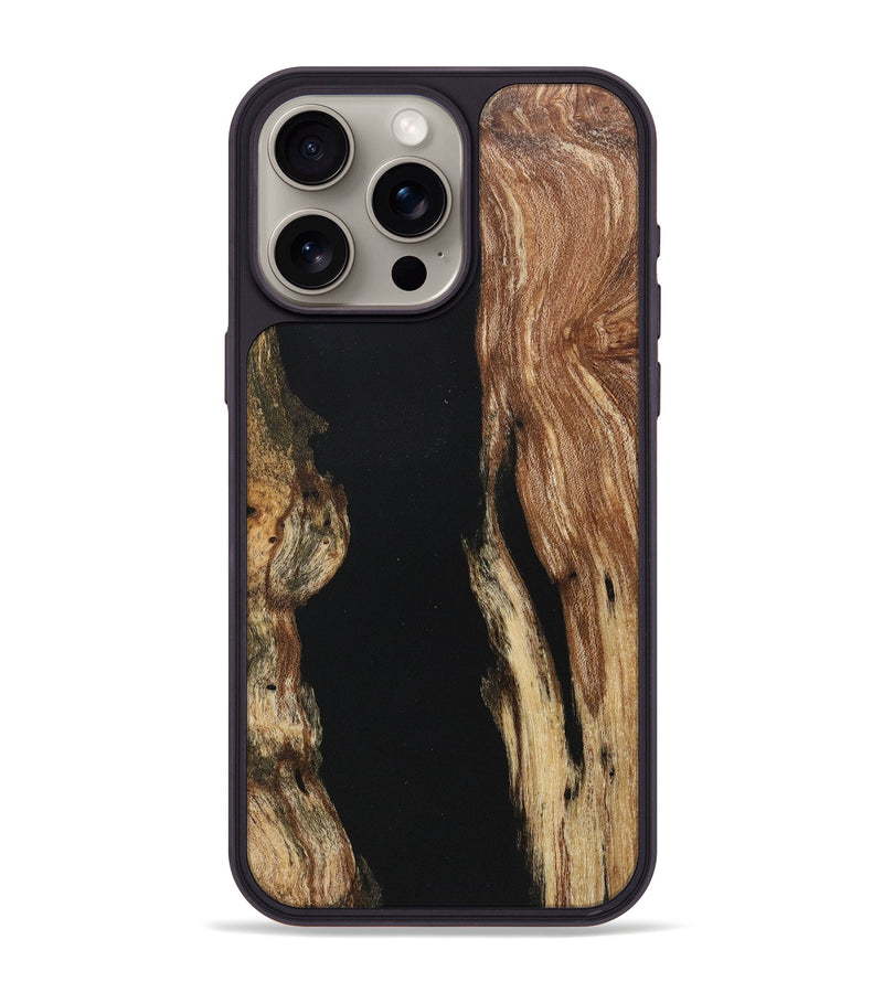 iPhone 15 Pro Max Wood+Resin Phone Case - Alexus (Pure Black, 718122)