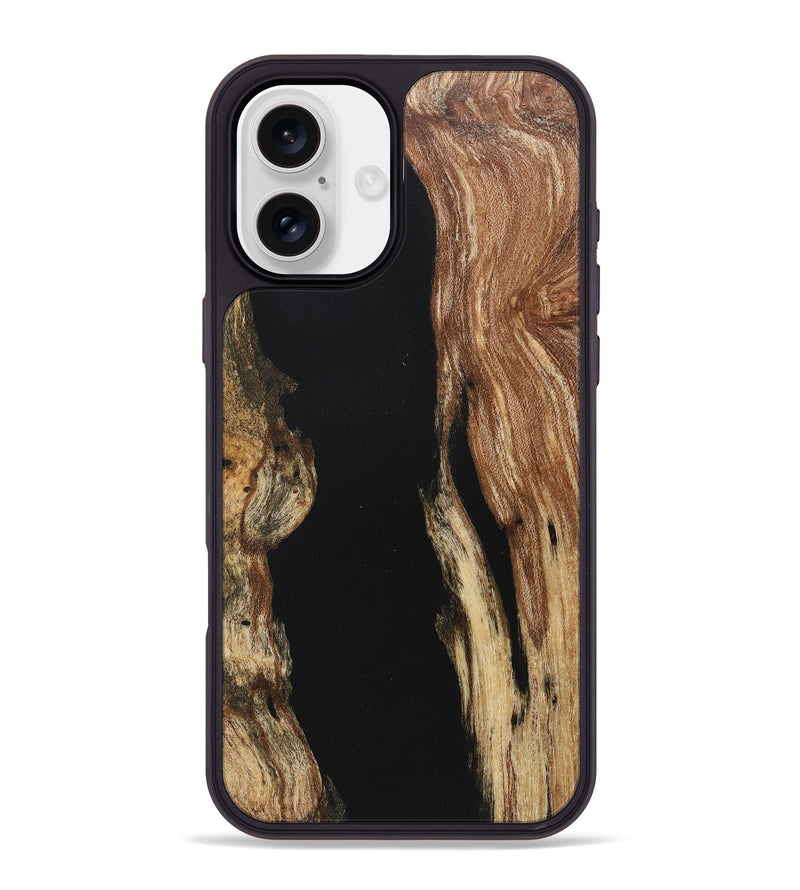 iPhone 16 Plus Wood+Resin Phone Case - Alexus (Pure Black, 718122)