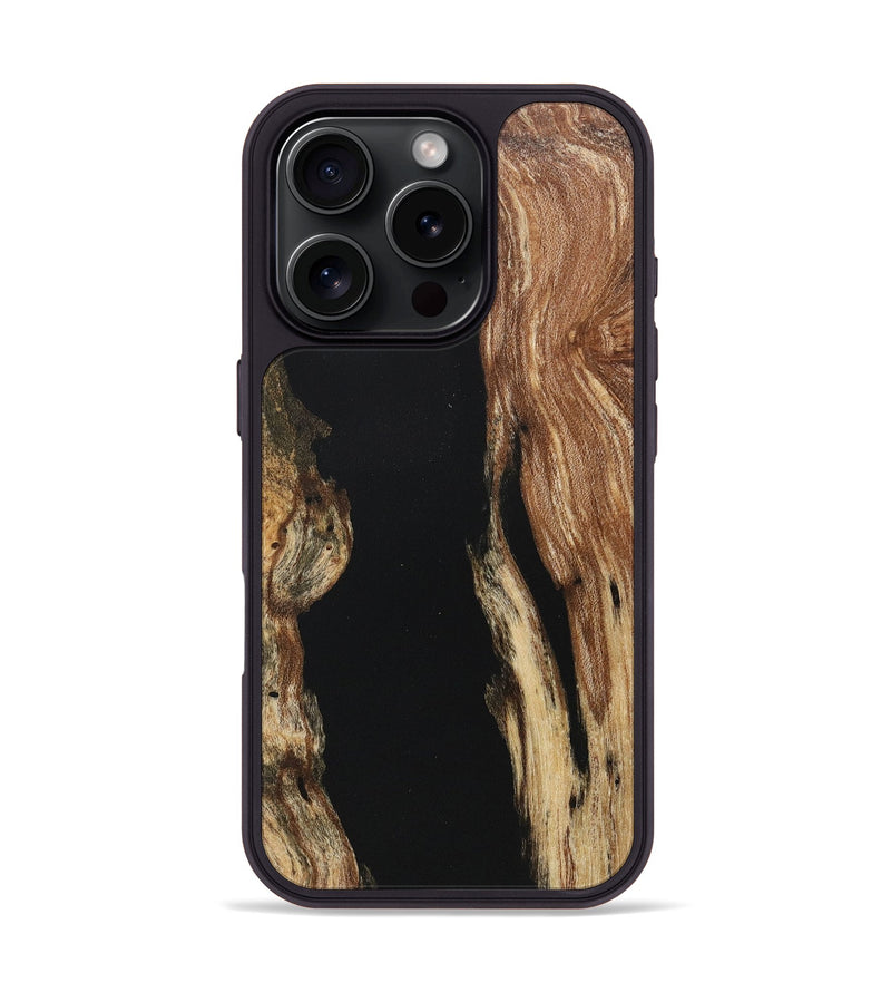 iPhone 16 Pro Wood+Resin Phone Case - Alexus (Pure Black, 718122)