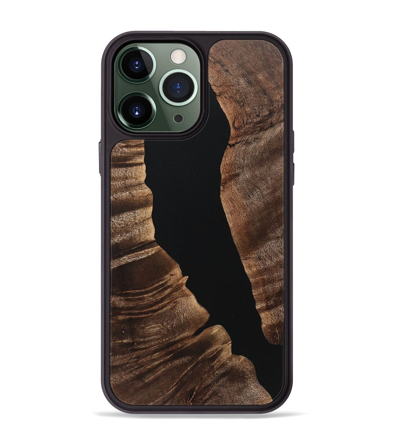 iPhone 13 Pro Max Wood+Resin Phone Case - Ronnie (Pure Black, 718123)