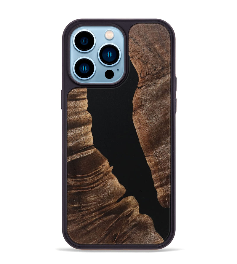 iPhone 14 Pro Max Wood+Resin Phone Case - Ronnie (Pure Black, 718123)