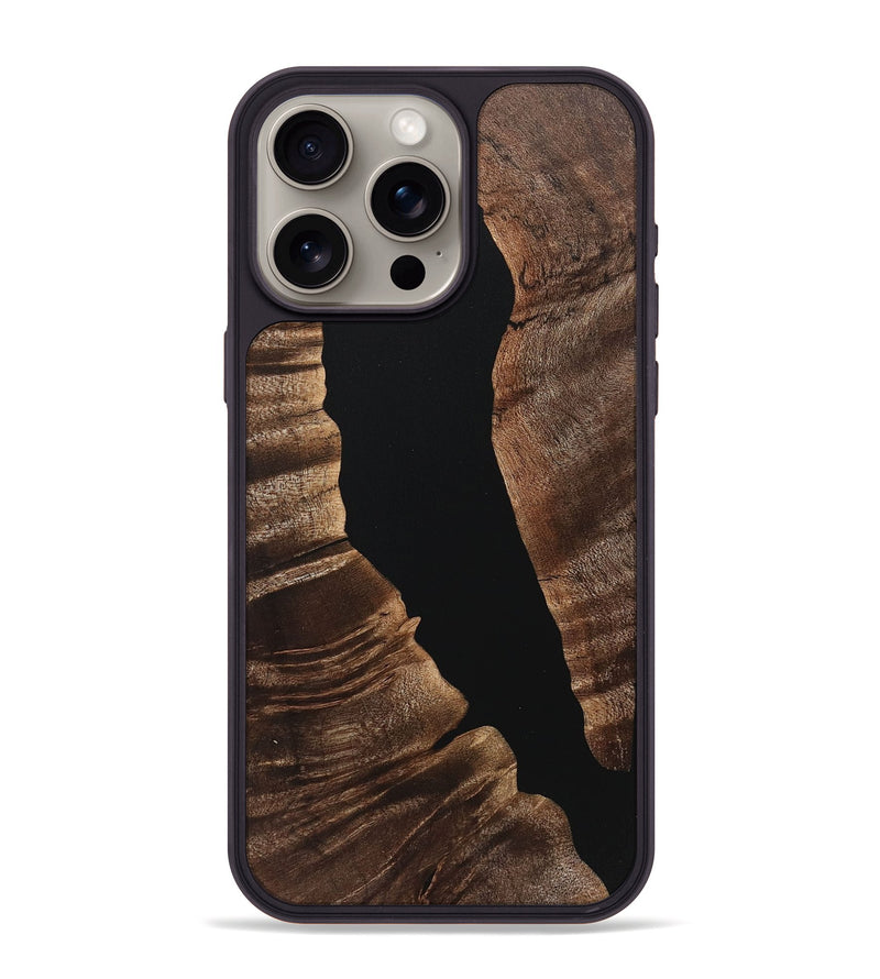 iPhone 15 Pro Max Wood+Resin Phone Case - Ronnie (Pure Black, 718123)