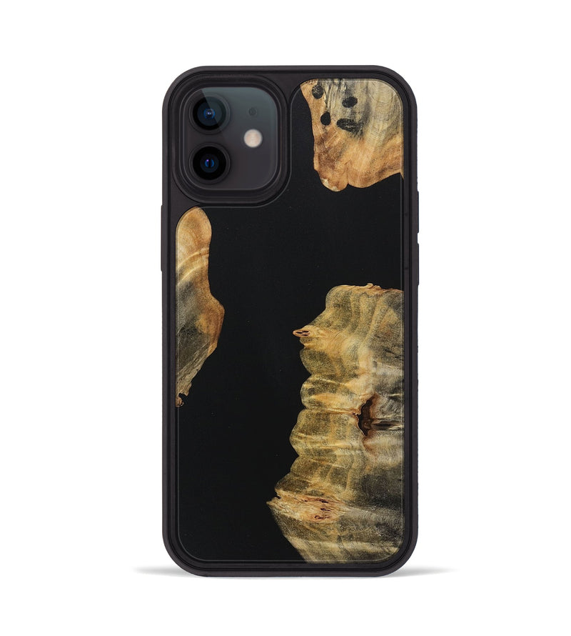 iPhone 12 Wood+Resin Phone Case - Clint (Pure Black, 718124)