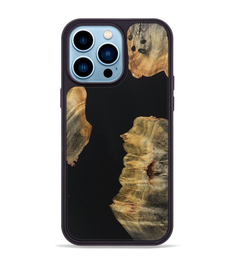 iPhone 14 Pro Max Wood+Resin Phone Case - Clint (Pure Black, 718124)