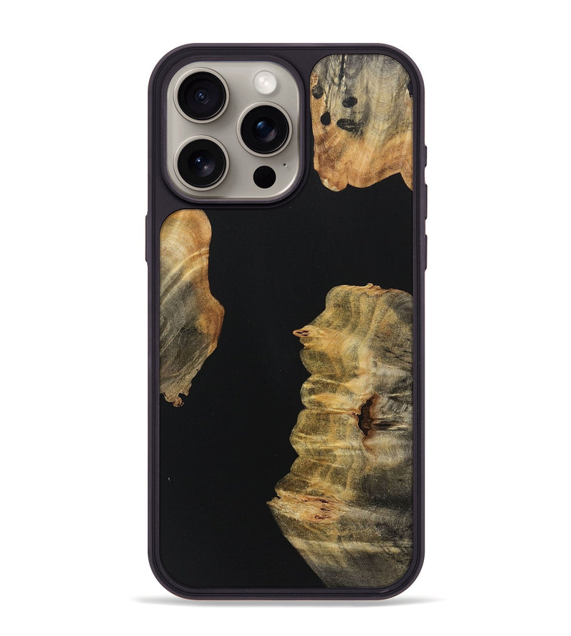 iPhone 15 Pro Max Wood+Resin Phone Case - Clint (Pure Black, 718124)