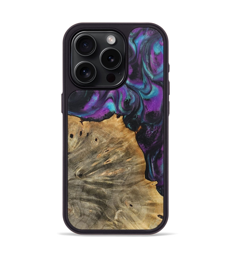 iPhone 15 Pro Wood+Resin Phone Case - Carson (Purple, 718130)