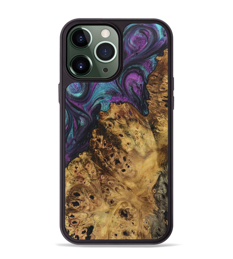 iPhone 13 Pro Max Wood+Resin Phone Case - Maureen (Purple, 718132)