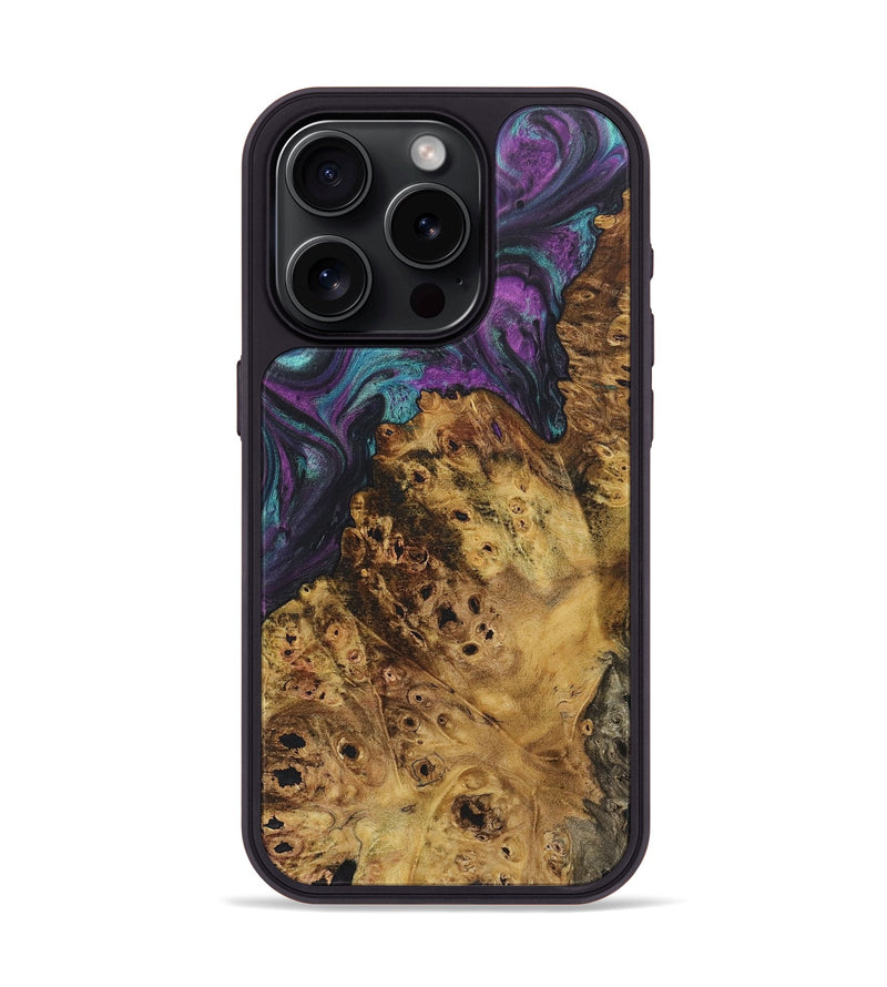 iPhone 15 Pro Wood+Resin Phone Case - Maureen (Purple, 718132)