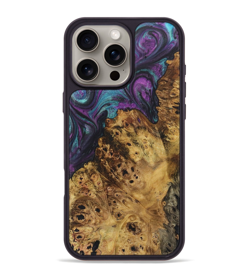 iPhone 16 Pro Max Wood+Resin Phone Case - Maureen (Purple, 718132)