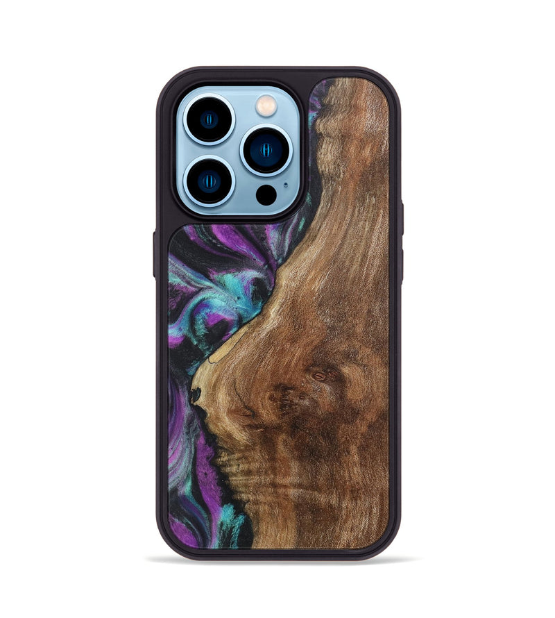 iPhone 14 Pro Wood+Resin Phone Case - Derrick (Purple, 718133)