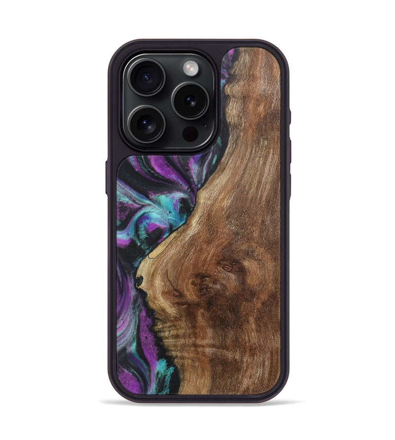 iPhone 15 Pro Wood+Resin Phone Case - Derrick (Purple, 718133)