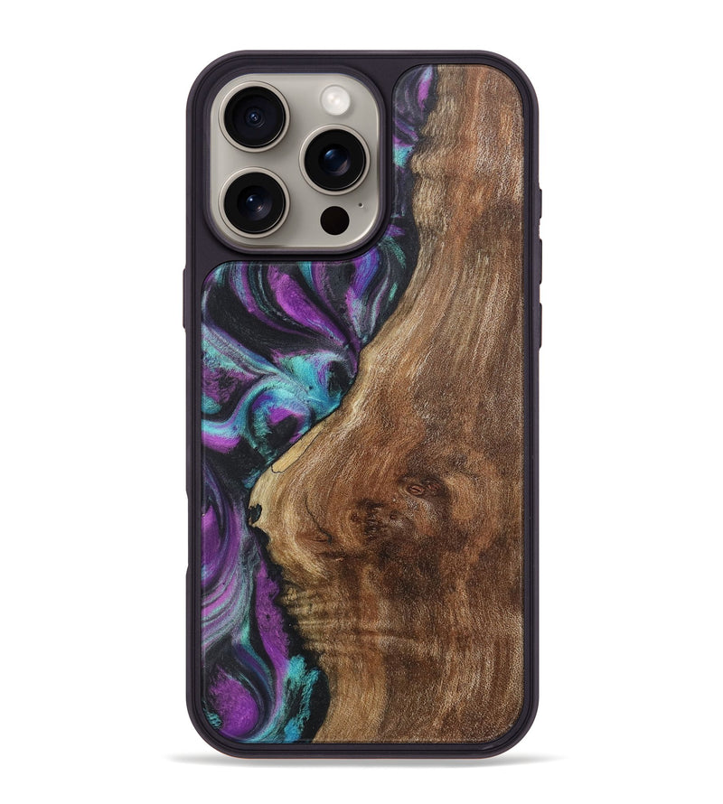 iPhone 16 Pro Max Wood+Resin Phone Case - Derrick (Purple, 718133)