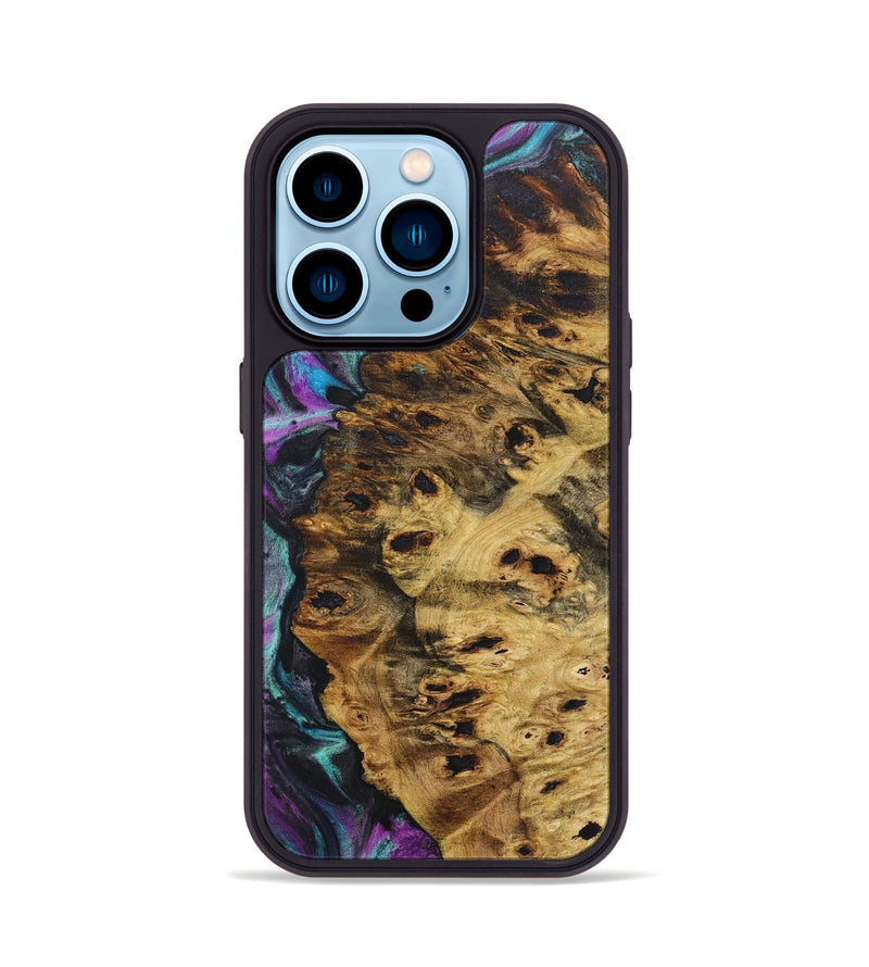 iPhone 14 Pro Wood+Resin Phone Case - Adonis (Purple, 718137)