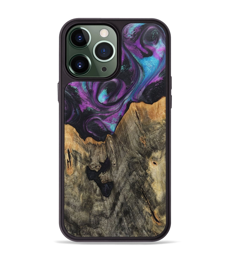 iPhone 13 Pro Max Wood+Resin Phone Case - Gunner (Purple, 718138)