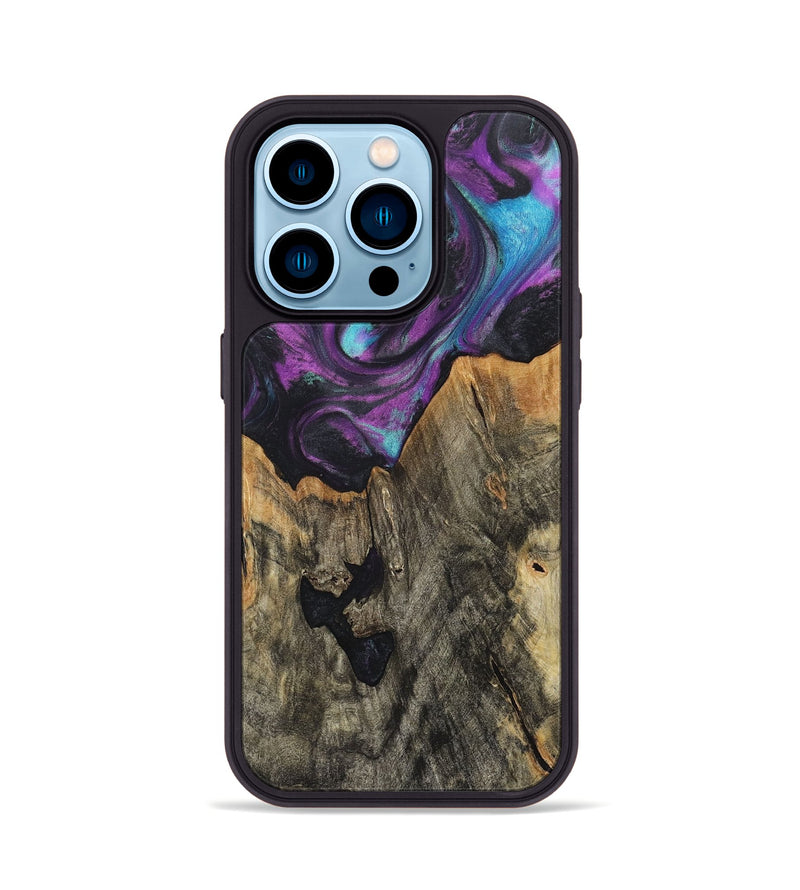 iPhone 14 Pro Wood+Resin Phone Case - Gunner (Purple, 718138)