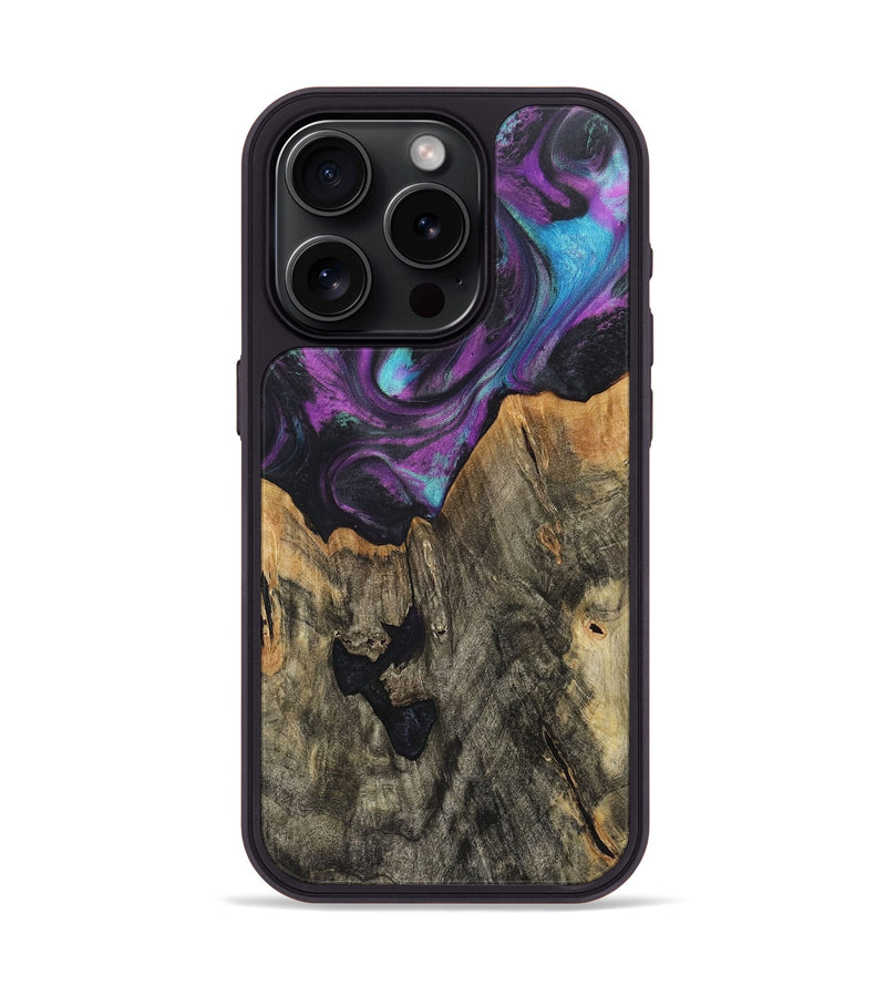 iPhone 15 Pro Wood+Resin Phone Case - Gunner (Purple, 718138)