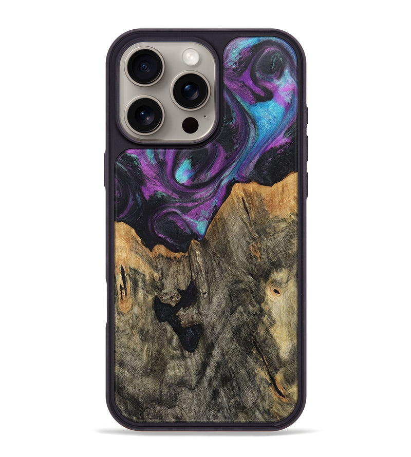 iPhone 16 Pro Max Wood+Resin Phone Case - Gunner (Purple, 718138)