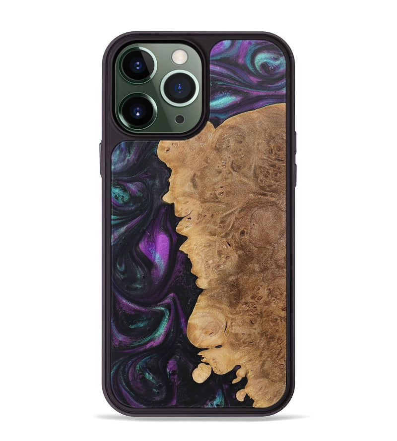 iPhone 13 Pro Max Wood+Resin Phone Case - Henrietta (Purple, 718141)