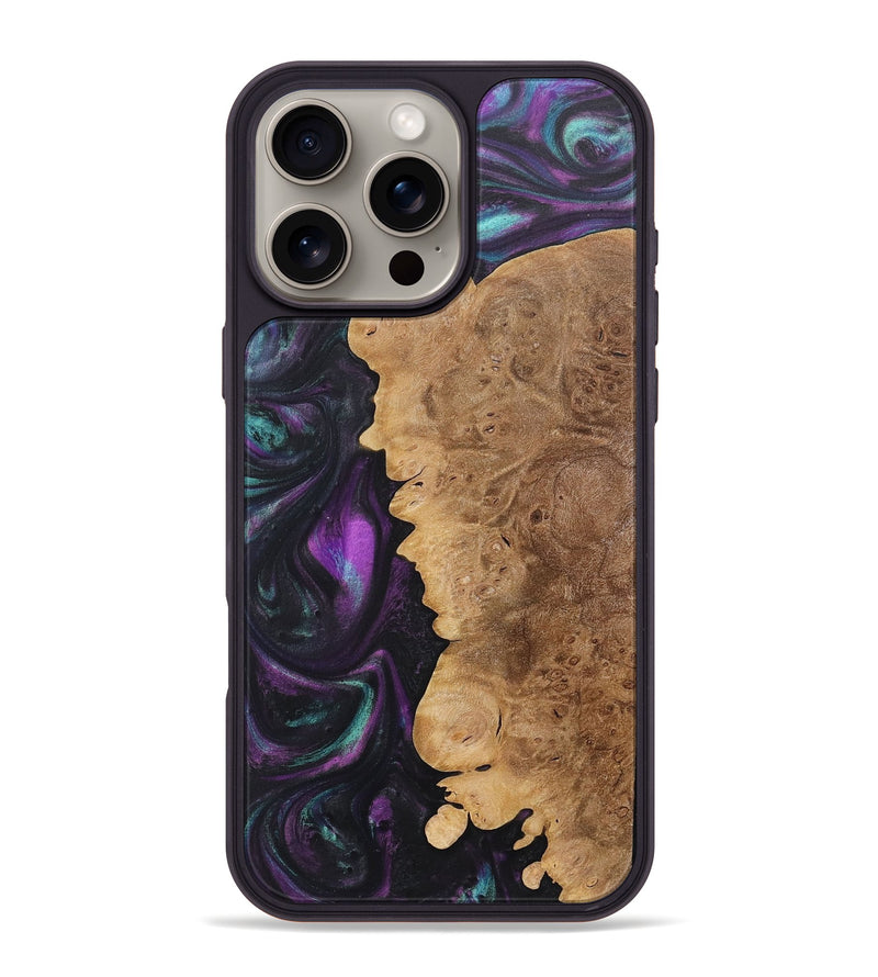 iPhone 16 Pro Max Wood+Resin Phone Case - Henrietta (Purple, 718141)