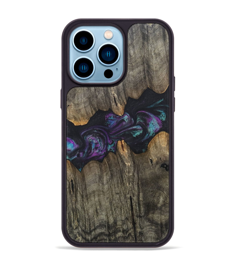 iPhone 14 Pro Max Wood+Resin Phone Case - Rosa (Purple, 718142)