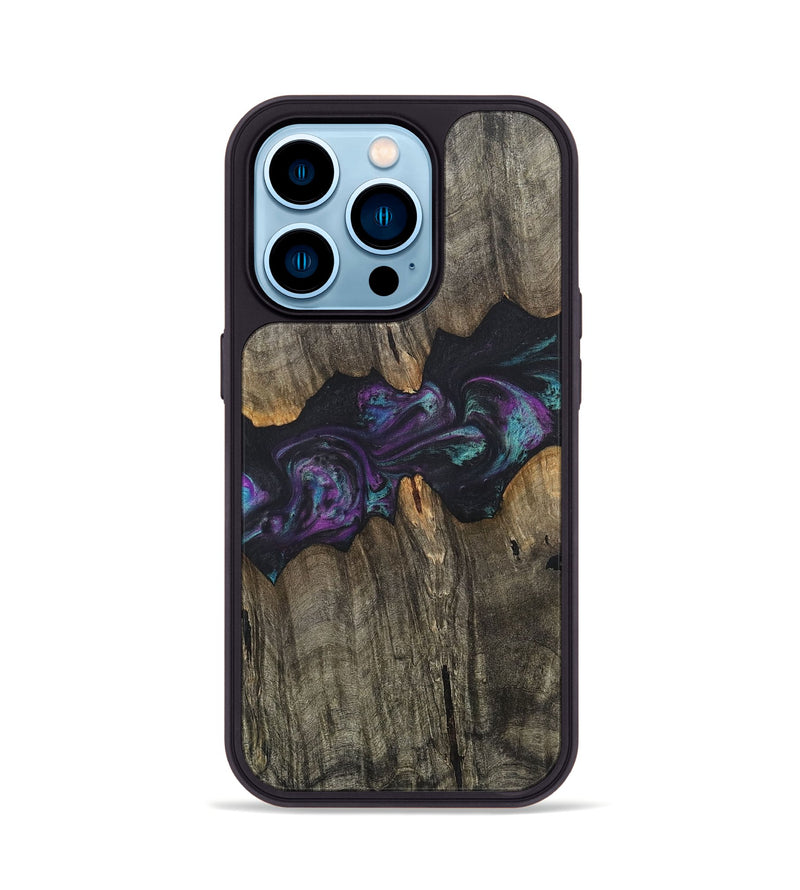 iPhone 14 Pro Wood+Resin Phone Case - Rosa (Purple, 718142)