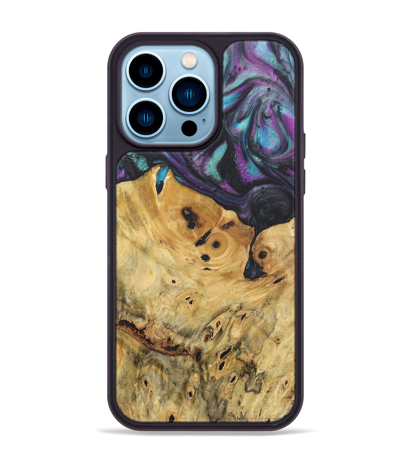 iPhone 14 Pro Max Wood+Resin Phone Case - Bertha (Purple, 718143)