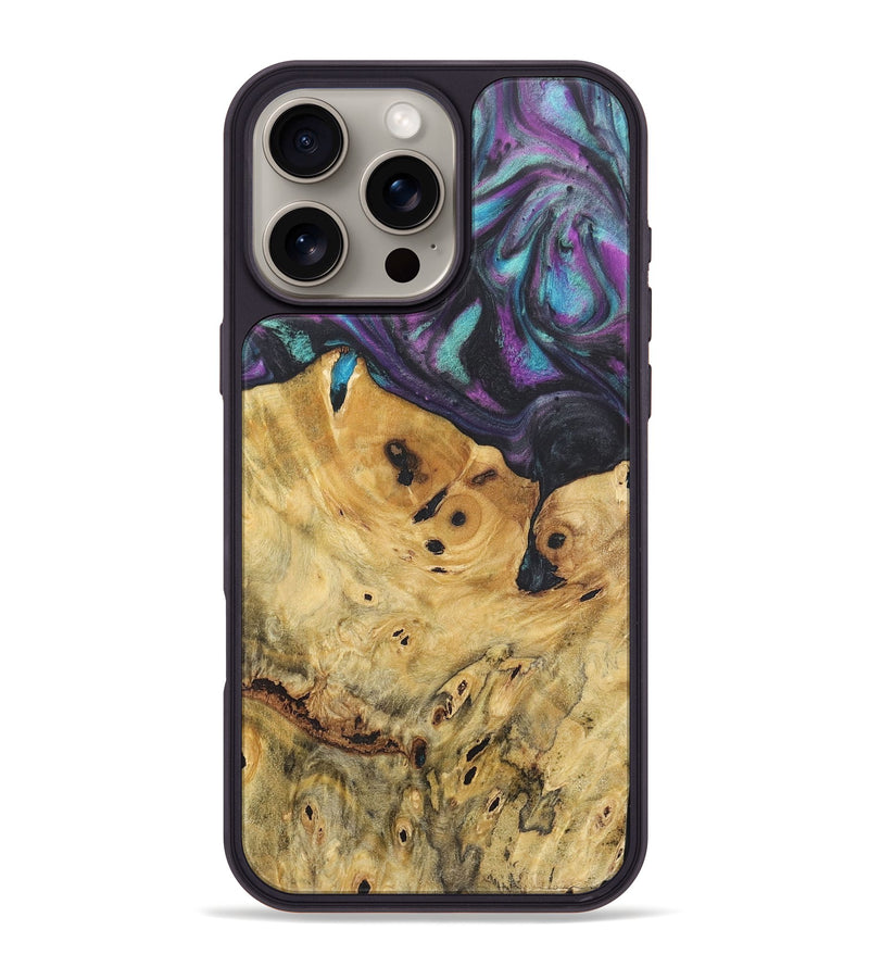 iPhone 16 Pro Max Wood+Resin Phone Case - Bertha (Purple, 718143)