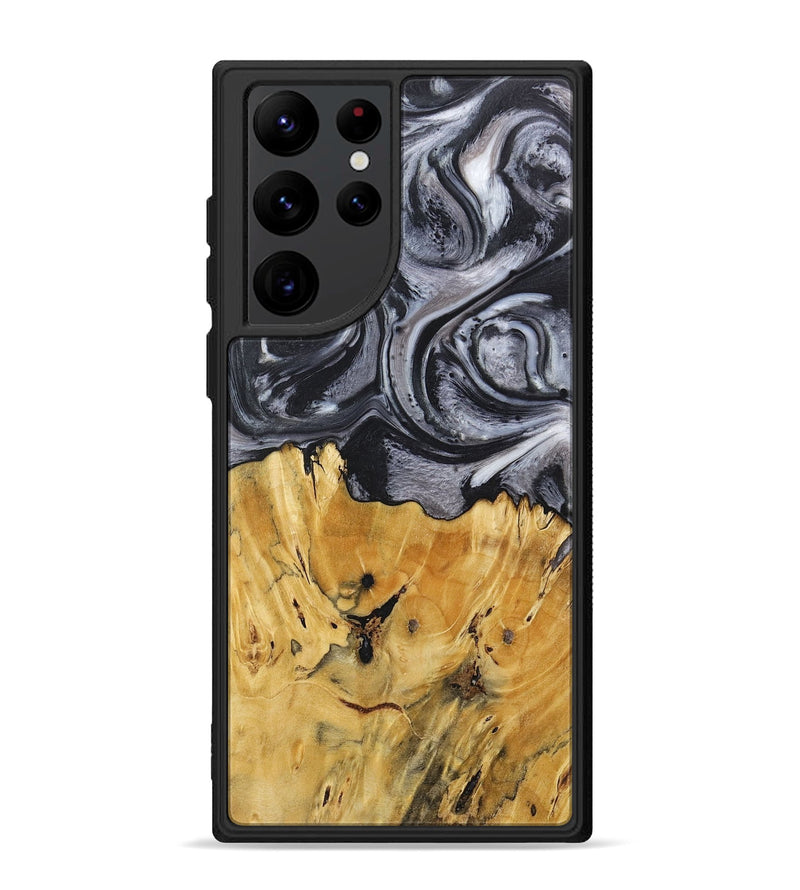 Galaxy S22 Ultra Wood+Resin Phone Case - Lainey (Black & White, 718144)