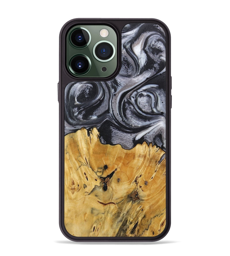 iPhone 13 Pro Max Wood+Resin Phone Case - Lainey (Black & White, 718144)