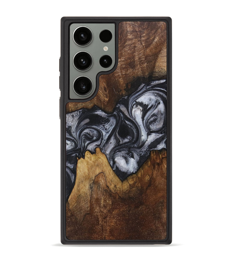 Galaxy S23 Ultra Wood+Resin Phone Case - Beulah (Black & White, 718145)