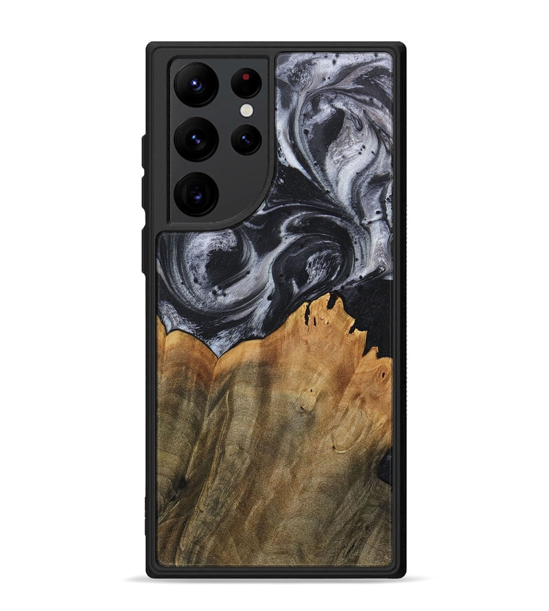 Galaxy S22 Ultra Wood+Resin Phone Case - Arthur (Black & White, 718148)