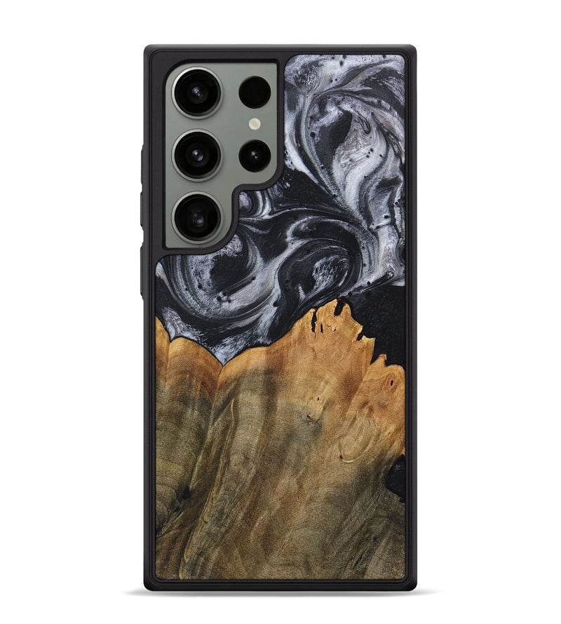 Galaxy S24 Ultra Wood+Resin Phone Case - Arthur (Black & White, 718148)