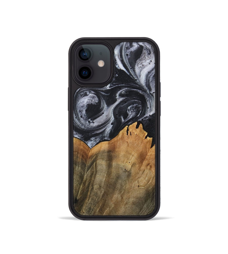 iPhone 12 mini Wood+Resin Phone Case - Arthur (Black & White, 718148)