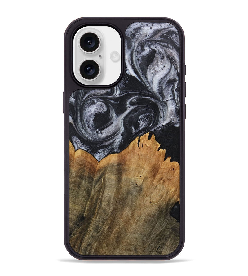 iPhone 16 Plus Wood+Resin Phone Case - Arthur (Black & White, 718148)